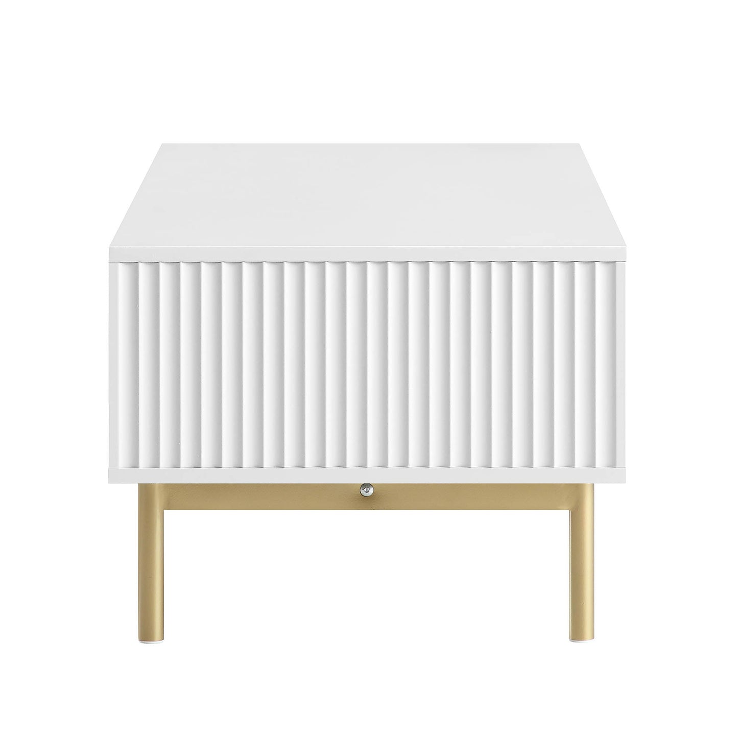 Table basse Richmond striée avec tiroir, blanc mat