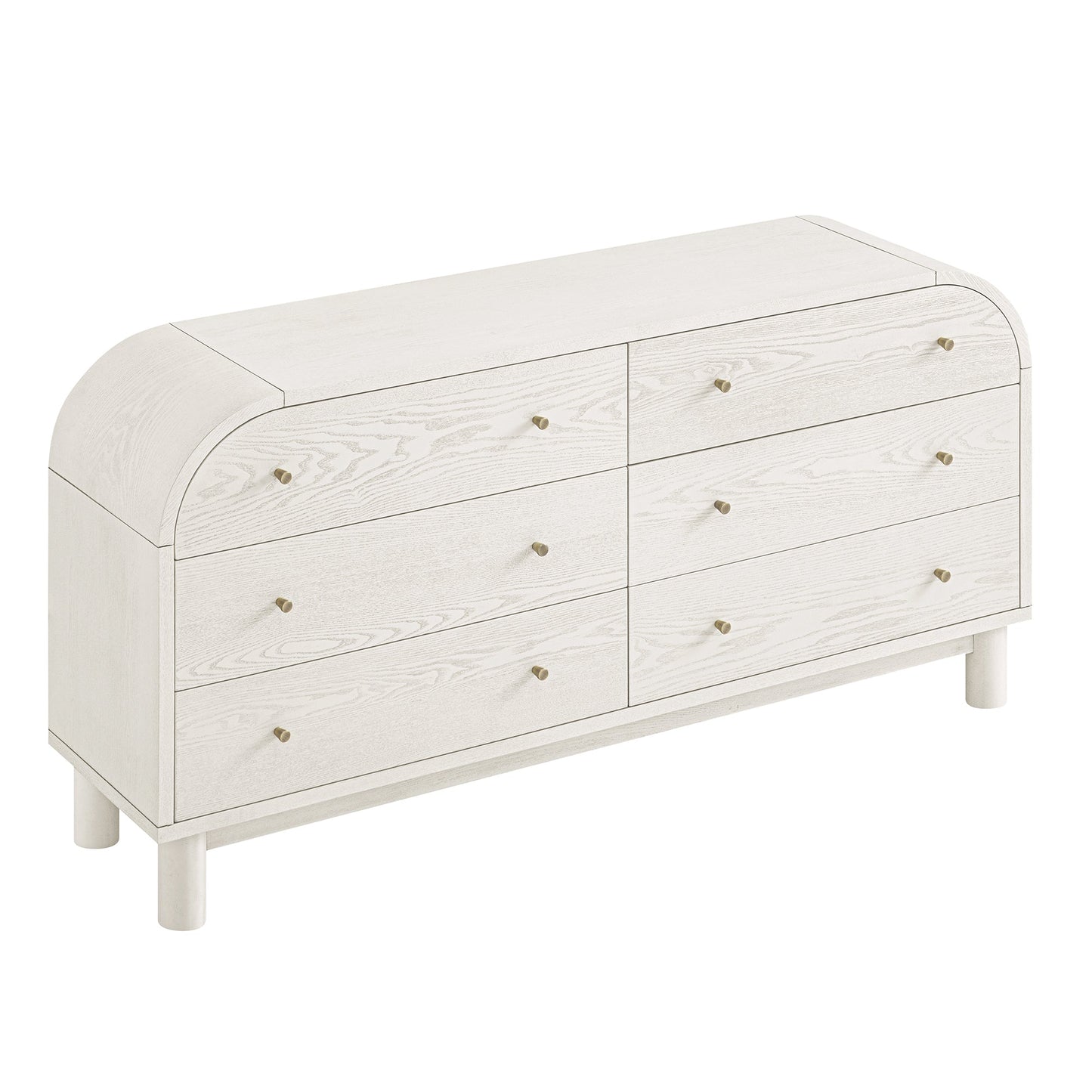 Commode Maude 6 tiroirs, frêne blanc lavé