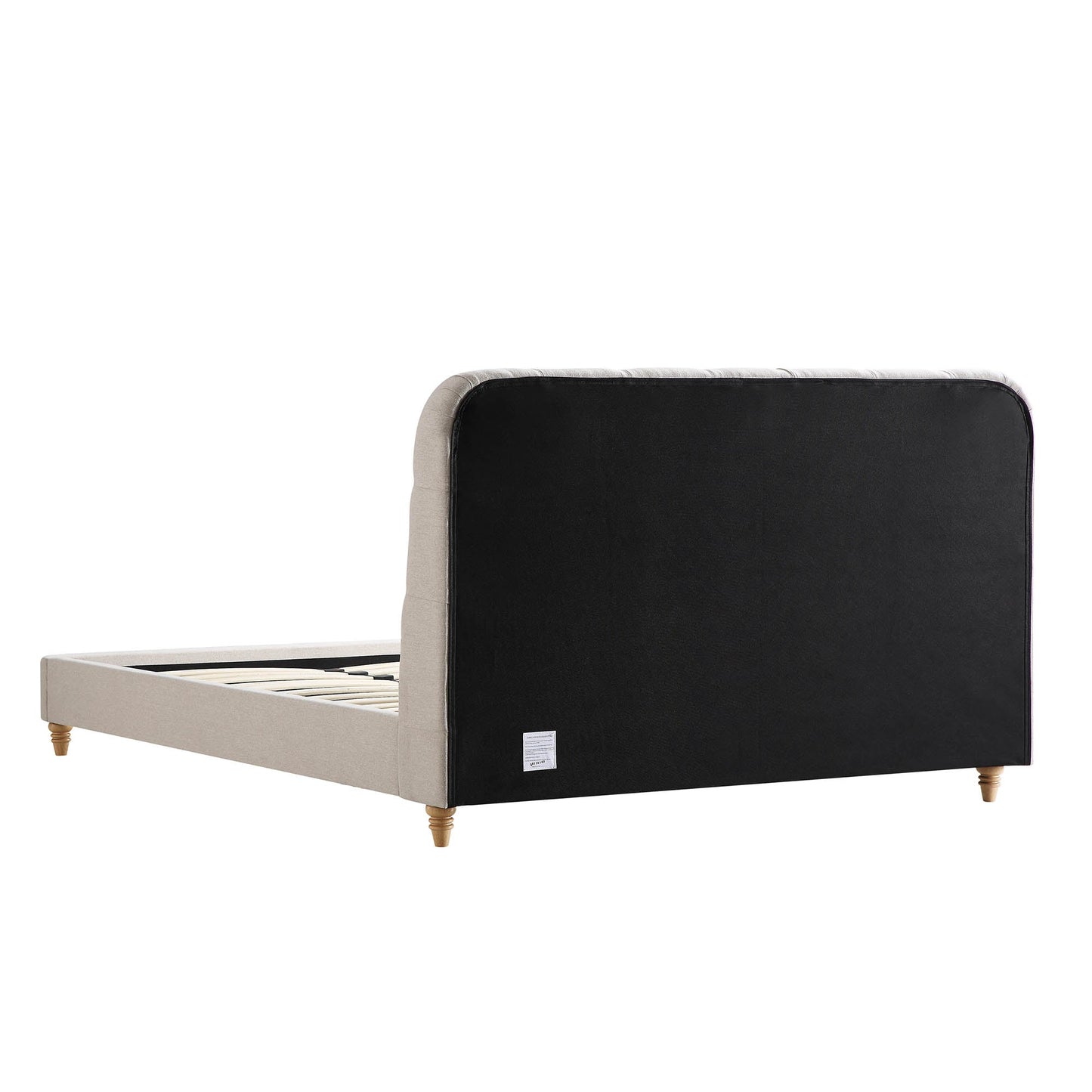 Lit rembourré à boutons profonds Leamington, tissu avoine