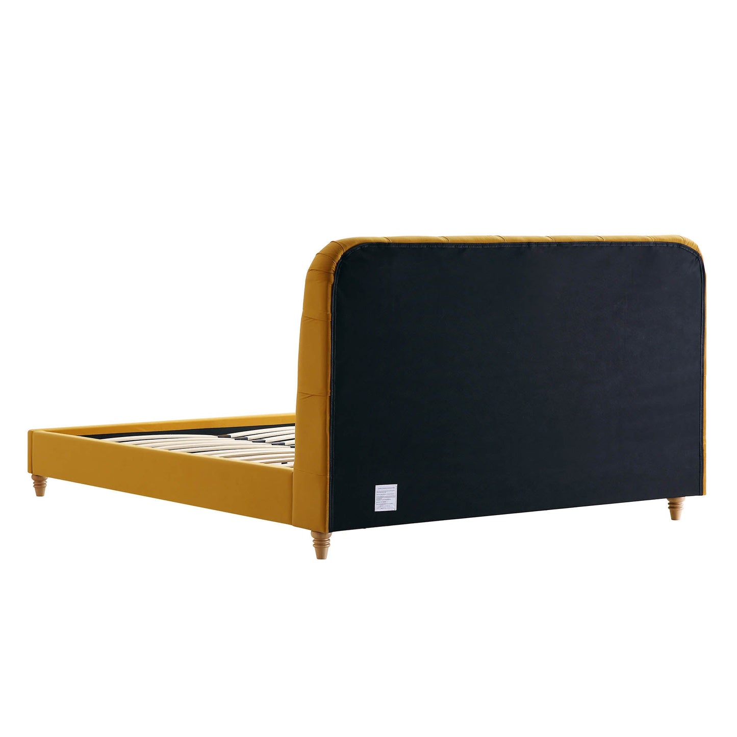 Lit rembourré à boutons profonds Leamington, velours jaune curcuma