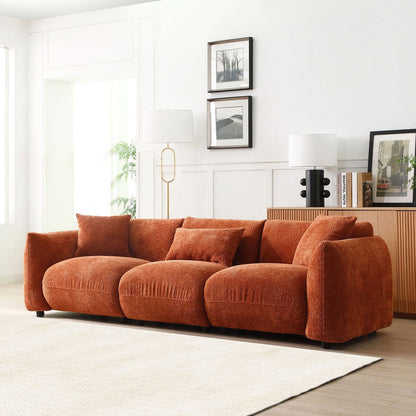 Canapé sectionnel blanc rembourré et confortable en duvet d'agneau doux avec pouf