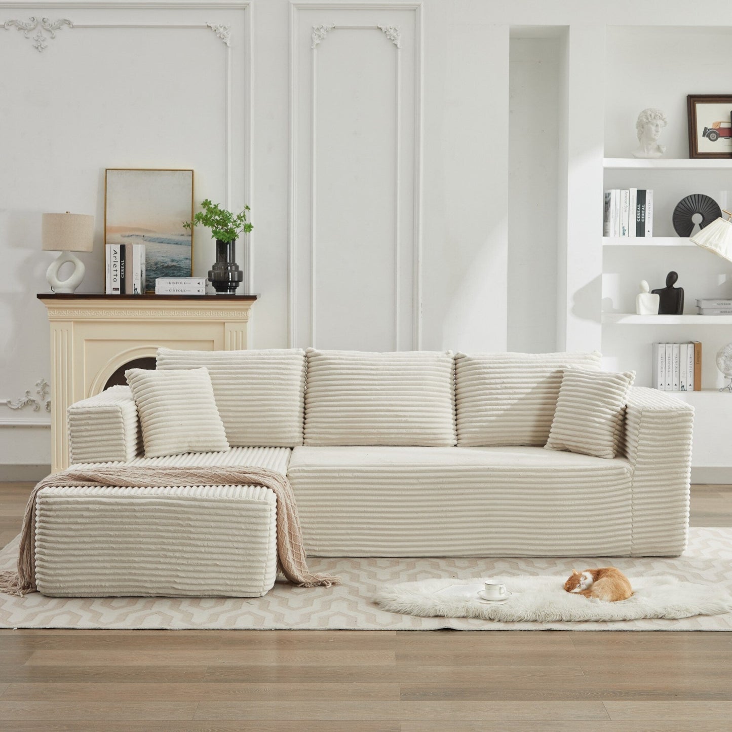 Canapé sectionnel Cloud 106 en L avec méridienne orientée vers la gauche, canapé modulaire moderne à assise profonde pour salon, aucun assemblage requis