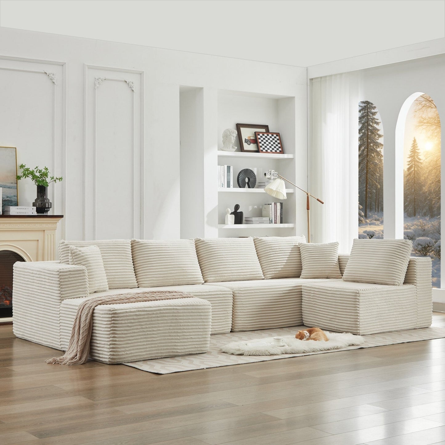 Canapé sectionnel Cloud 106 en L avec méridienne orientée vers la gauche, canapé modulaire moderne à assise profonde pour salon, aucun assemblage requis