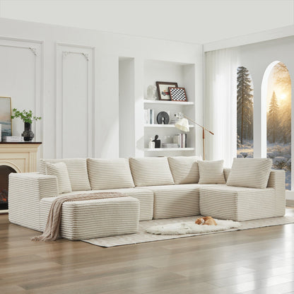 Canapé sectionnel Cloud 106 en L avec méridienne orientée vers la gauche, canapé modulaire moderne à assise profonde pour salon, aucun assemblage requis