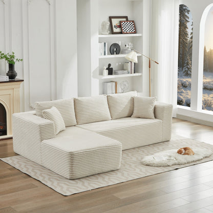 Canapé sectionnel Cloud 106 en L avec méridienne orientée vers la gauche, canapé modulaire moderne à assise profonde pour salon, aucun assemblage requis