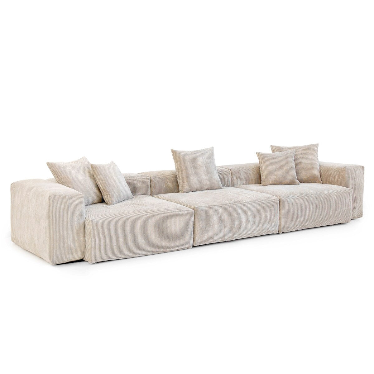 Canapé modulable sectionnel en velours côtelé 141,73 pouces avec coussin épais, canapé convertible à assise profonde pour salon