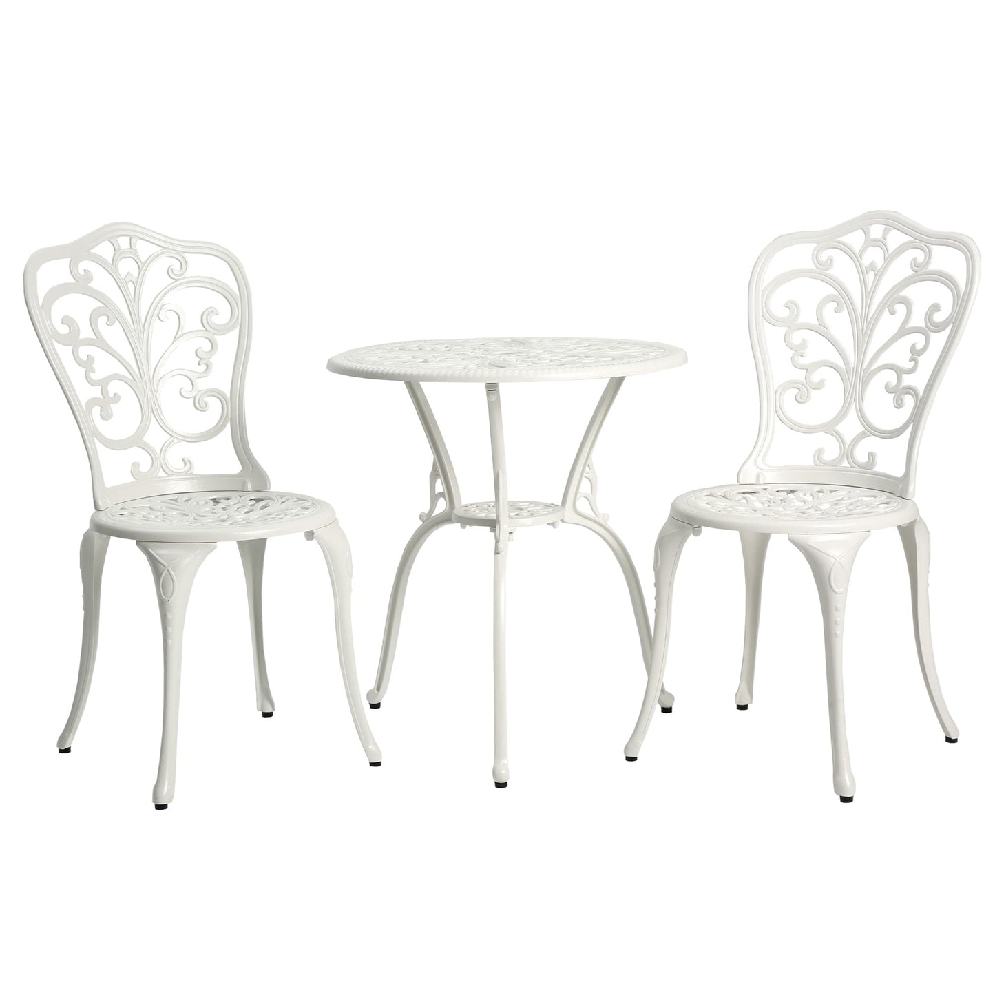 Ensemble table et chaises papillon d'extérieur en aluminium 3 pièces avec trou pour parasol