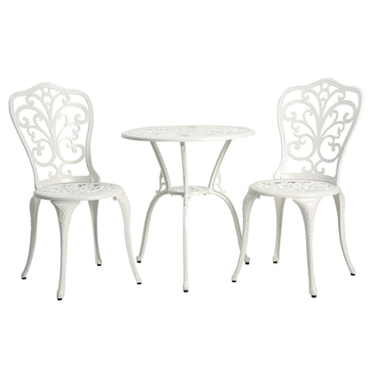 Ensemble table et chaises papillon d'extérieur en aluminium 3 pièces avec trou pour parasol