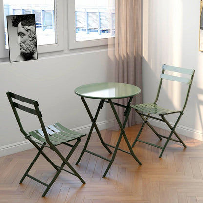 Ensemble bistro minimaliste 3 pièces pour patio : table ronde pliable et chaises