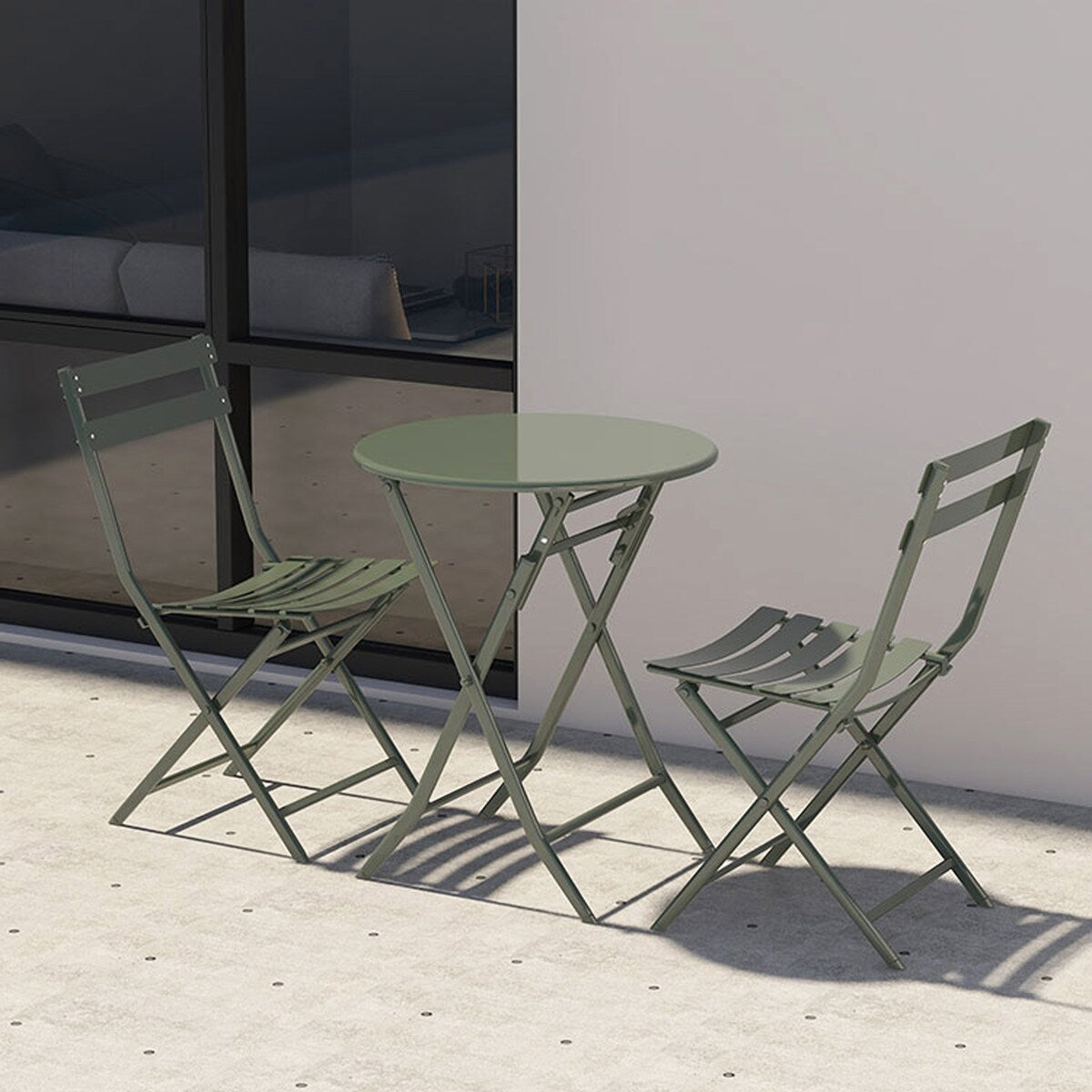 Ensemble bistro minimaliste 3 pièces pour patio : table ronde pliable et chaises