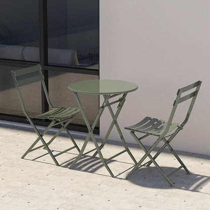 Ensemble bistro minimaliste 3 pièces pour patio : table ronde pliable et chaises