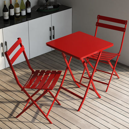 Ensemble bistro minimaliste 3 pièces pour patio : table carrée pliable et chaises