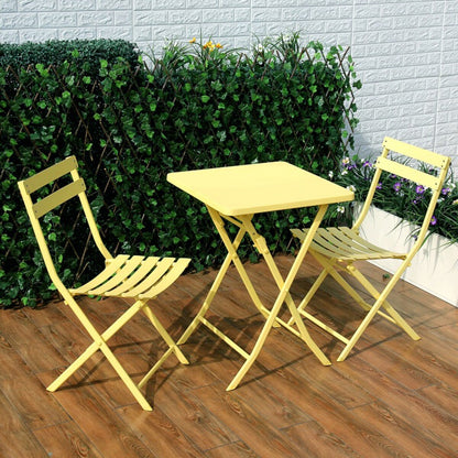 Ensemble bistro minimaliste 3 pièces pour patio : table carrée pliable et chaises