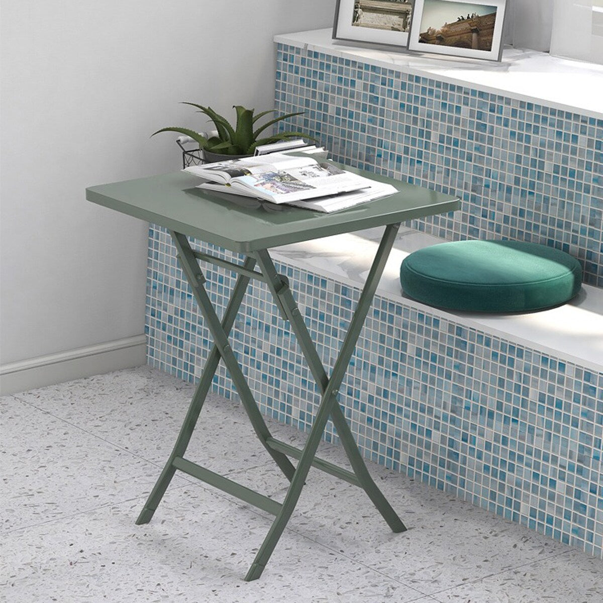 Ensemble bistro minimaliste 3 pièces pour patio : table carrée pliable et chaises