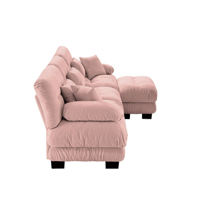 Canapé d'angle modulable 3 places, canapé profond en forme de nuage avec pouf convertible pour salon