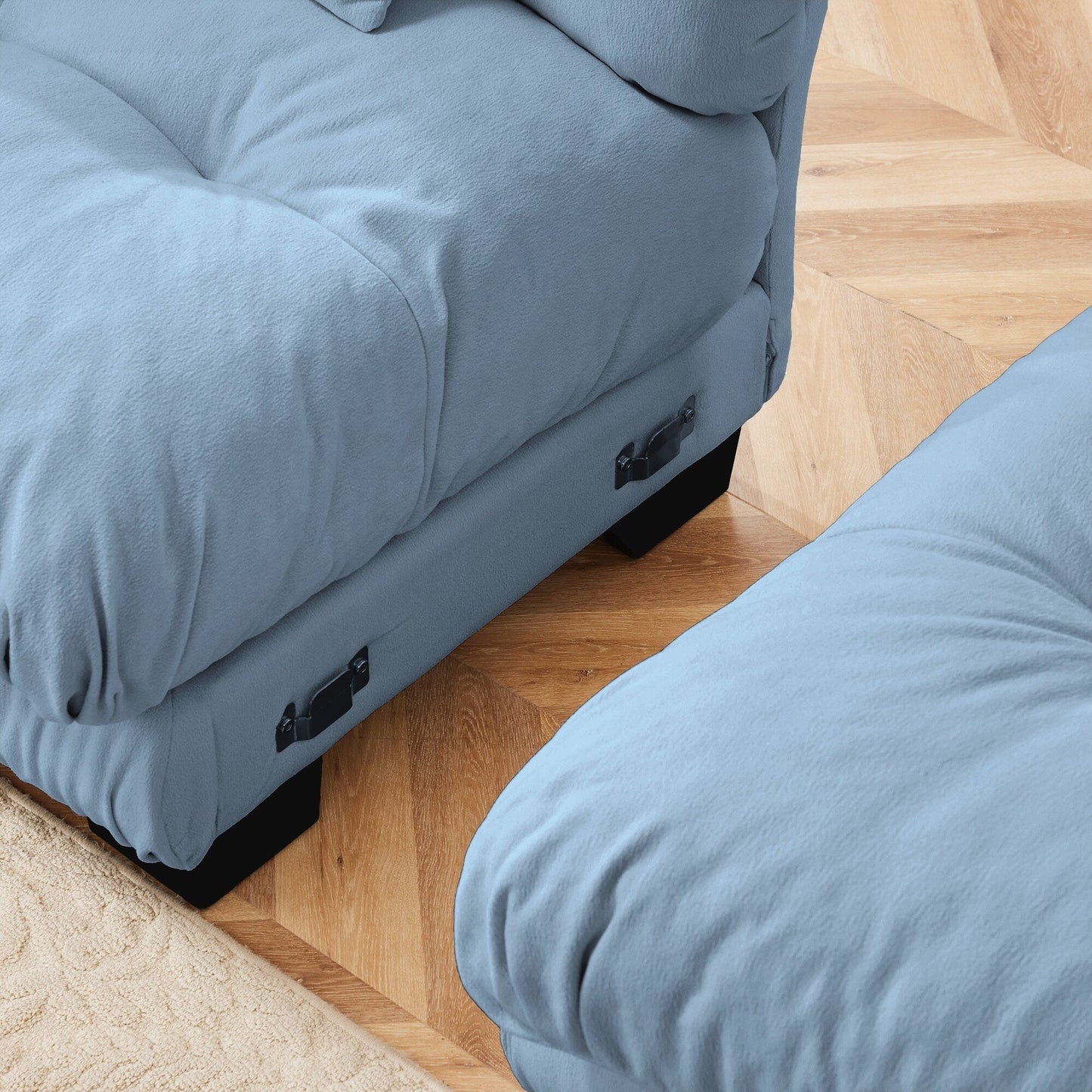 Canapé d'angle modulable 3 places, canapé profond en forme de nuage avec pouf convertible pour salon