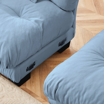 Canapé d'angle modulable 3 places, canapé profond en forme de nuage avec pouf convertible pour salon
