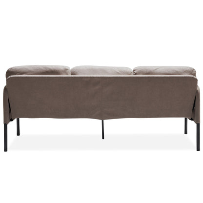 Canapé 3 places en tissu polyester en forme de L avec pouf, canapé rembourré moderne, petit canapé confortable pour petits espaces