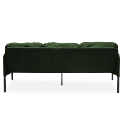 Canapé 3 places en tissu polyester en forme de L avec pouf, canapé rembourré moderne, petit canapé confortable pour petits espaces