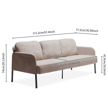 Canapé 3 places en tissu polyester en forme de L avec pouf, canapé rembourré moderne, petit canapé confortable pour petits espaces