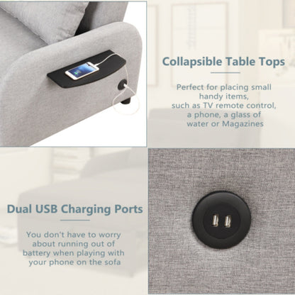 Canapé-lit gigogne 3 en 1 avec tablette rabattable et ports USB de Harper&amp;Bright Designs