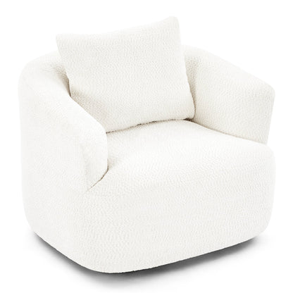 Fauteuil pivotant à 360°, fauteuil d'appoint en bouclette de 38,2 cm avec coussin décoratif, fauteuil-canapé rembourré avec accoudoirs incurvés