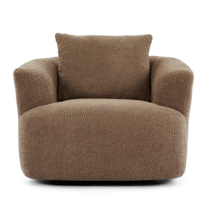Fauteuil pivotant à 360°, fauteuil d'appoint en bouclette de 38,2 cm avec coussin décoratif, fauteuil-canapé rembourré avec accoudoirs incurvés