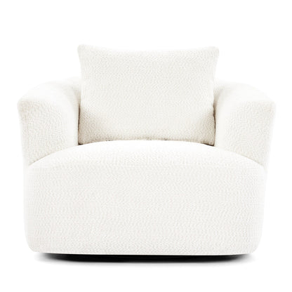 Fauteuil pivotant à 360°, fauteuil d'appoint en bouclette de 38,2 cm avec coussin décoratif, fauteuil-canapé rembourré avec accoudoirs incurvés
