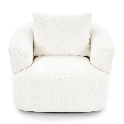 Fauteuil pivotant à 360°, fauteuil d'appoint en bouclette de 38,2 cm avec coussin décoratif, fauteuil-canapé rembourré avec accoudoirs incurvés