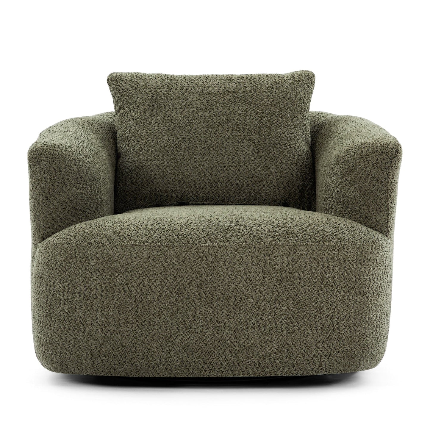 Fauteuil pivotant à 360°, fauteuil d'appoint en bouclette de 38,2 cm avec coussin décoratif, fauteuil-canapé rembourré avec accoudoirs incurvés