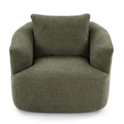 Fauteuil pivotant à 360°, fauteuil d'appoint en bouclette de 38,2 cm avec coussin décoratif, fauteuil-canapé rembourré avec accoudoirs incurvés