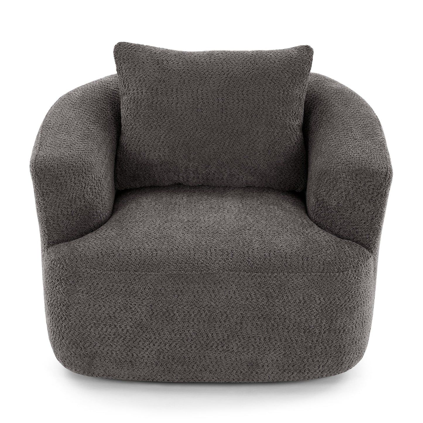 Fauteuil pivotant à 360°, fauteuil d'appoint en bouclette de 38,2 cm avec coussin décoratif, fauteuil-canapé rembourré avec accoudoirs incurvés