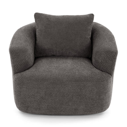 Fauteuil pivotant à 360°, fauteuil d'appoint en bouclette de 38,2 cm avec coussin décoratif, fauteuil-canapé rembourré avec accoudoirs incurvés