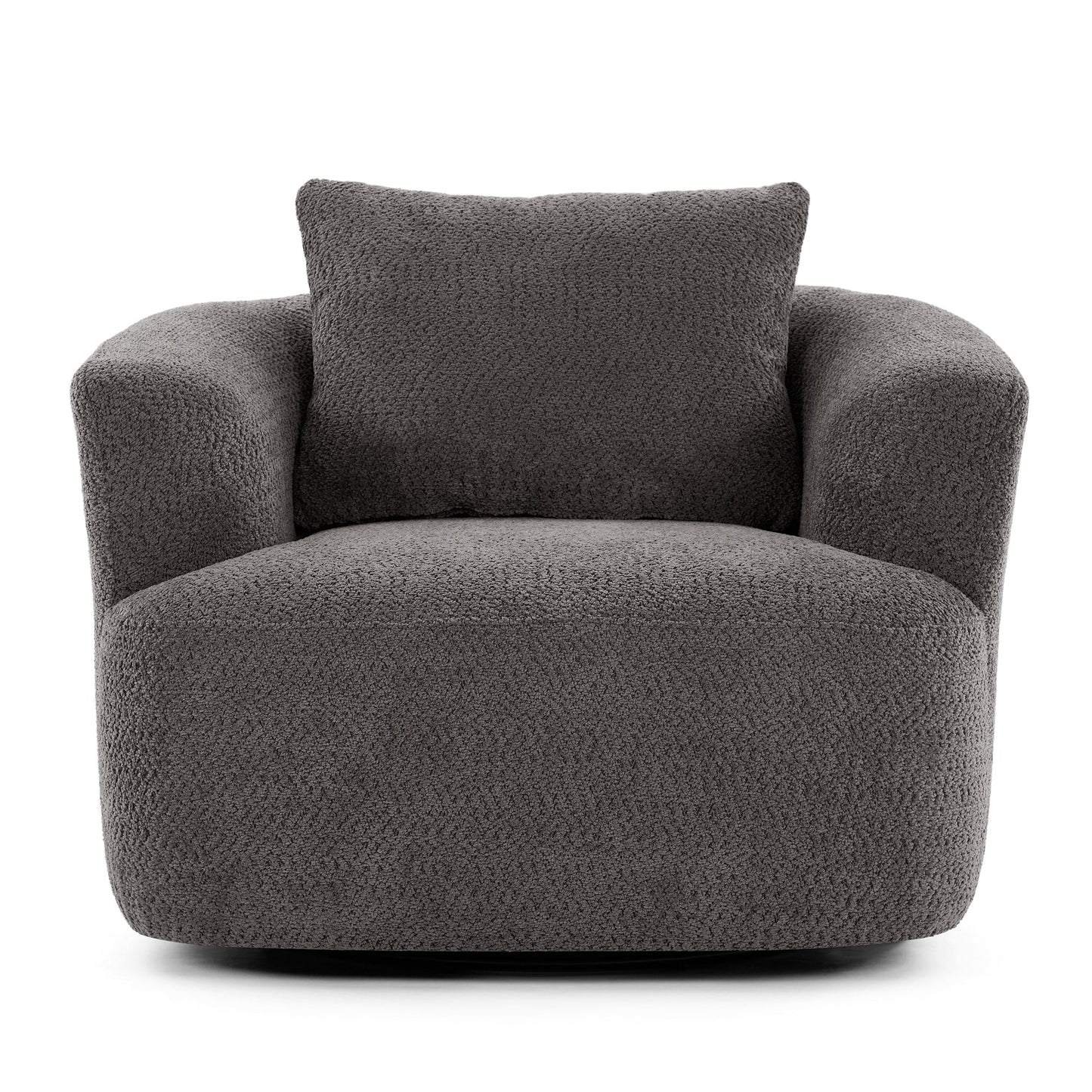 Fauteuil pivotant à 360°, fauteuil d'appoint en bouclette de 38,2 cm avec coussin décoratif, fauteuil-canapé rembourré avec accoudoirs incurvés