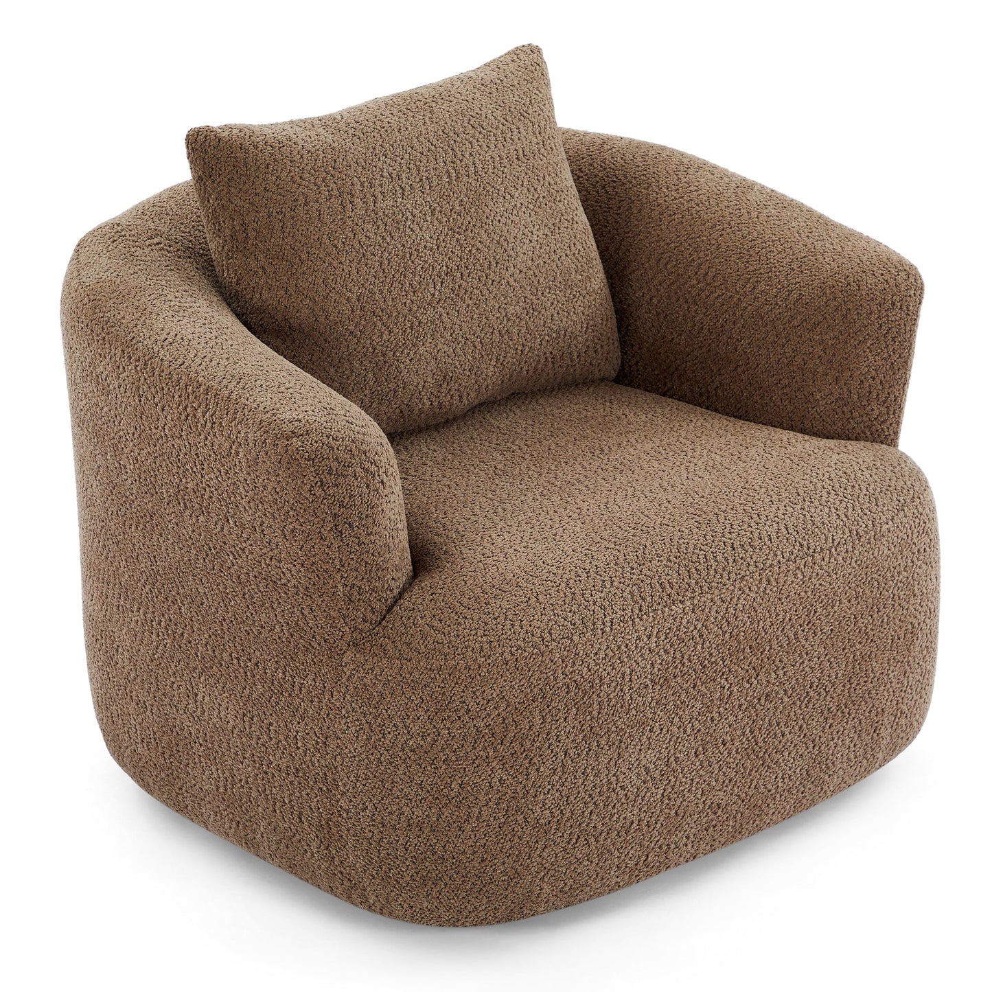 Fauteuil pivotant à 360°, fauteuil d'appoint en bouclette de 38,2 cm avec coussin décoratif, fauteuil-canapé rembourré avec accoudoirs incurvés