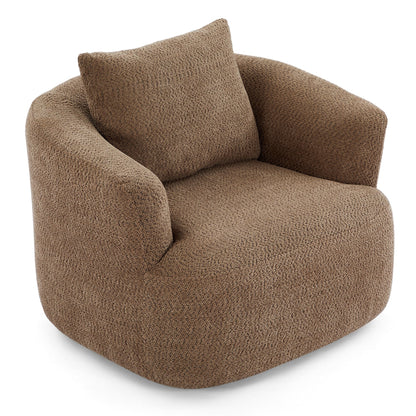 Fauteuil pivotant à 360°, fauteuil d'appoint en bouclette de 38,2 cm avec coussin décoratif, fauteuil-canapé rembourré avec accoudoirs incurvés