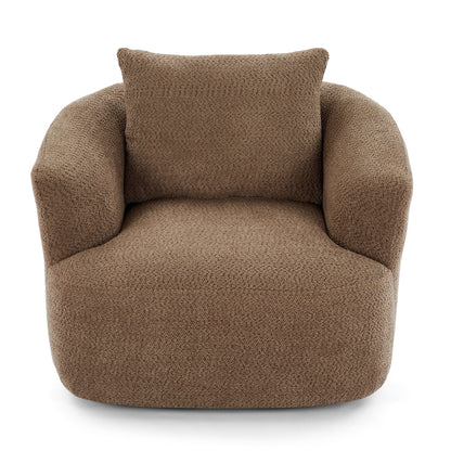 Fauteuil pivotant à 360°, fauteuil d'appoint en bouclette de 38,2 cm avec coussin décoratif, fauteuil-canapé rembourré avec accoudoirs incurvés
