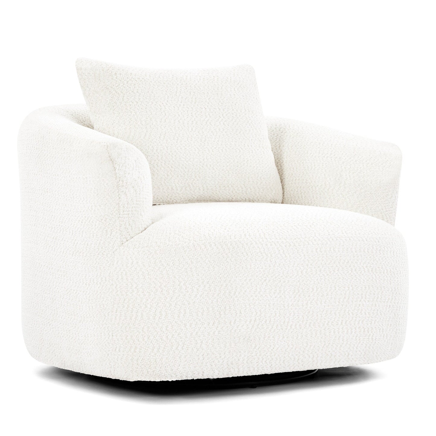 Fauteuil pivotant à 360°, fauteuil d'appoint en bouclette de 38,2 cm avec coussin décoratif, fauteuil-canapé rembourré avec accoudoirs incurvés