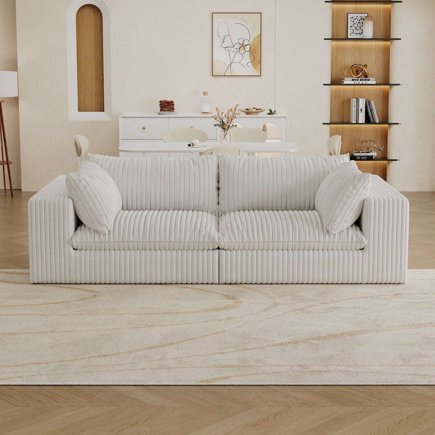 Canapé Cloud 39,8 pouces, tissu velours côtelé, canapés à assise profonde, conception à double couche, coussin amovible, sans assemblage, combinaison DIY