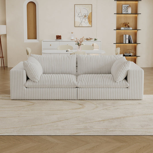 Canapé Cloud 39,8 pouces, tissu velours côtelé, canapés à assise profonde, conception à double couche, coussin amovible, sans assemblage, combinaison DIY