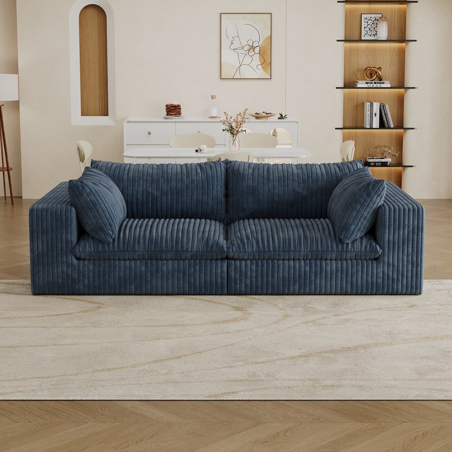 Canapé Cloud 39,8 pouces, tissu velours côtelé, canapés à assise profonde, conception à double couche, coussin amovible, sans assemblage, combinaison DIY