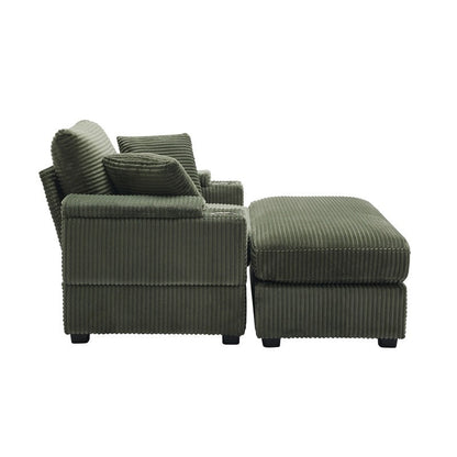 42.12 Canapé rembourré en velours côtelé + pouf