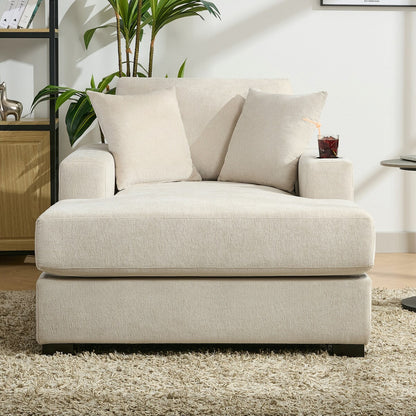 Canapé-lit surdimensionné de 43,5 po, style moderne, avec coussins, station de charge et porte-gobelets, tissu chenille