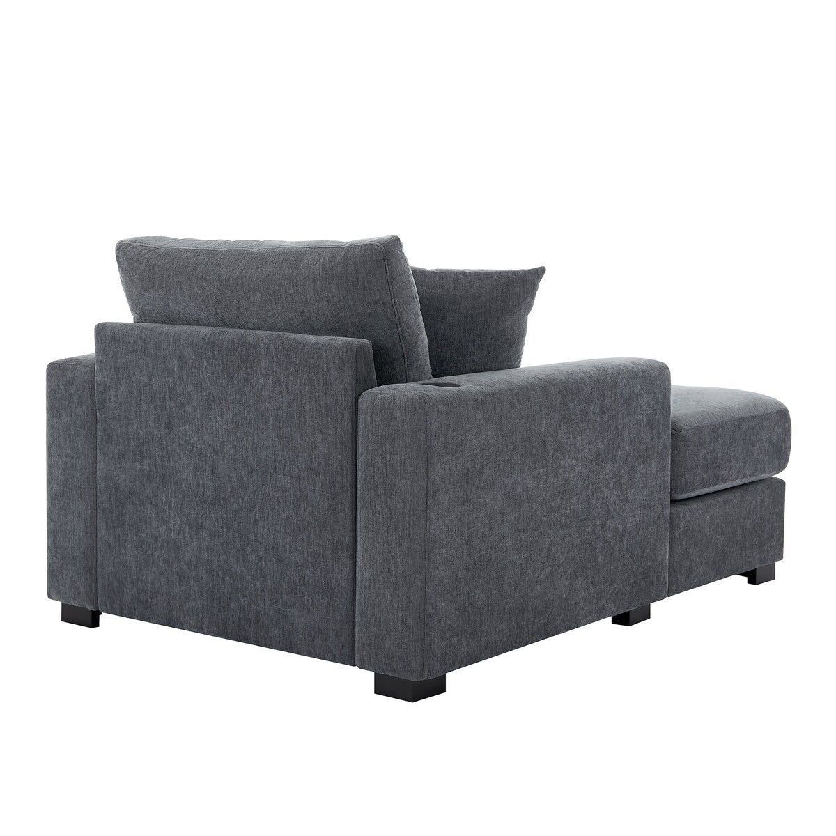 Canapé-lit surdimensionné de 43,5 po, style moderne, avec coussins, station de charge et porte-gobelets, tissu chenille