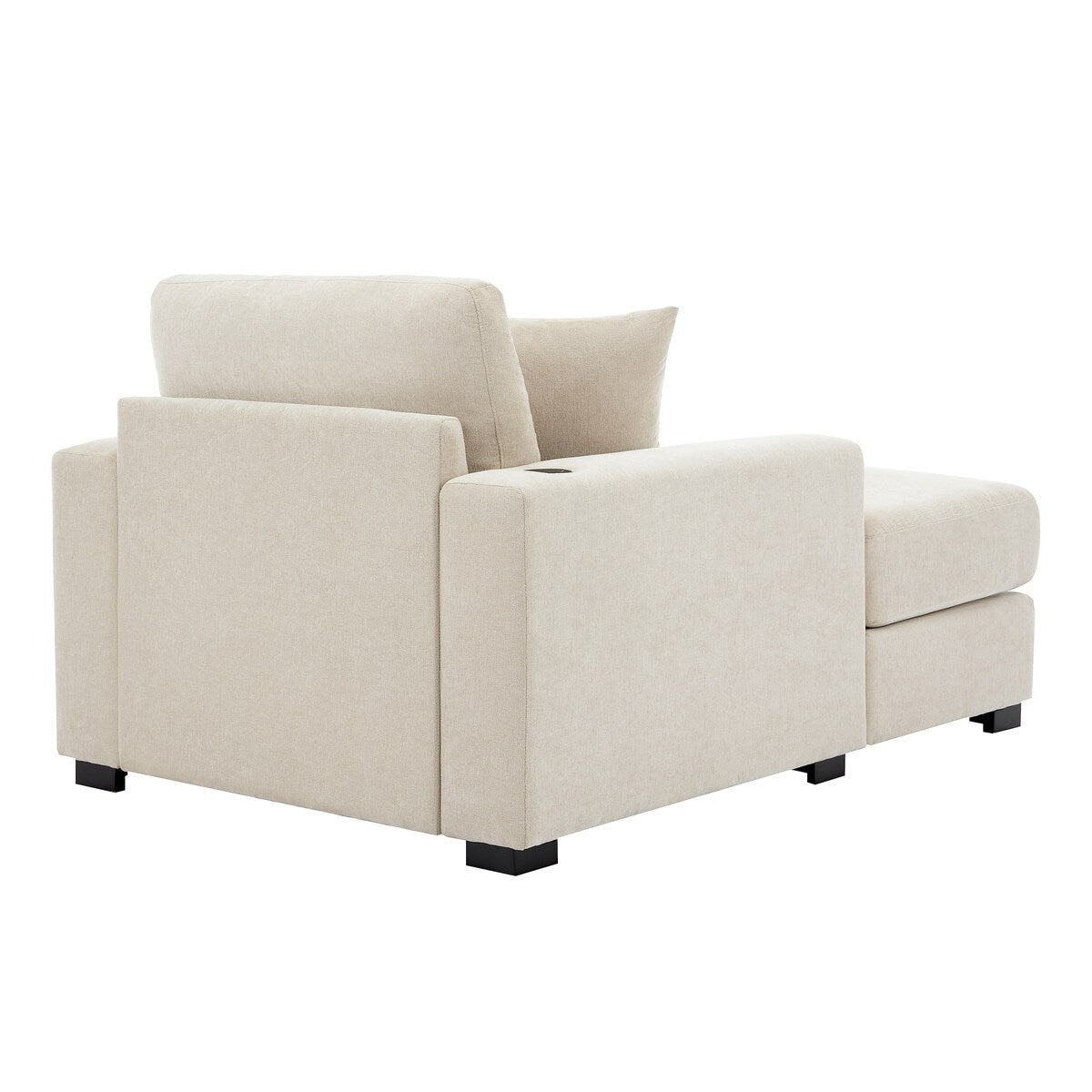 Canapé-lit surdimensionné de 43,5 po, style moderne, avec coussins, station de charge et porte-gobelets, tissu chenille