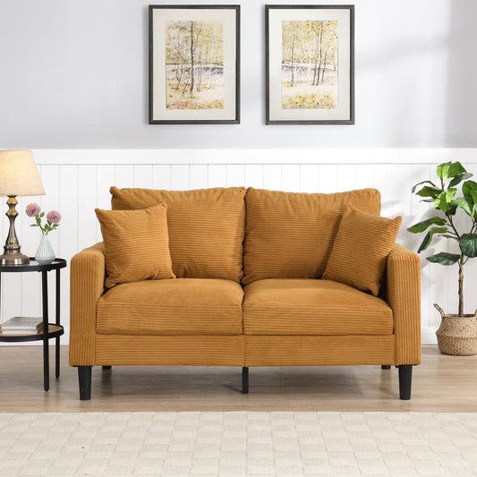 Canapé moderne rembourré avec 2 oreillers et coussin en mousse haute densité, cadre en bois pour le salon et le bureau.
