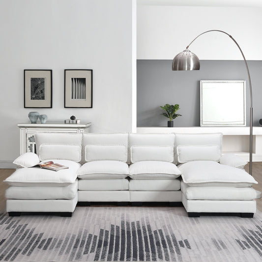[VIDÉO fournie][Nouveau]Canapé sectionnel moderne en forme de U 109,8 x 55,9 avec coussins de taille, canapé symétrique rembourré 6 places