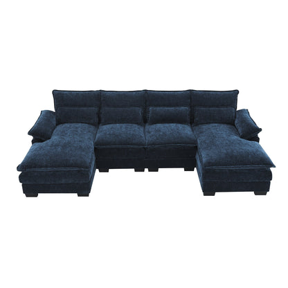 [VIDÉO fournie][Nouveau]Canapé sectionnel moderne en forme de U 109,8 x 55,9 avec coussins de taille, canapé symétrique rembourré 6 places