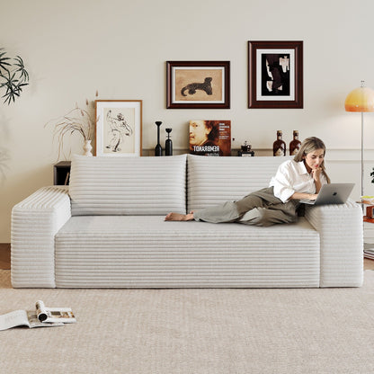 Canapé Setaser 63 2 places, tissu velours côtelé, assise profonde, causeuse confortable, sans assemblage, 1 pièce