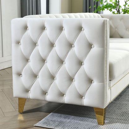 Canapé d'angle en velours de 82,2 pouces, canapé sectionnel en forme de L, canapés d'angle 5 places avec 3 coussins pour salon, chambre, appartement